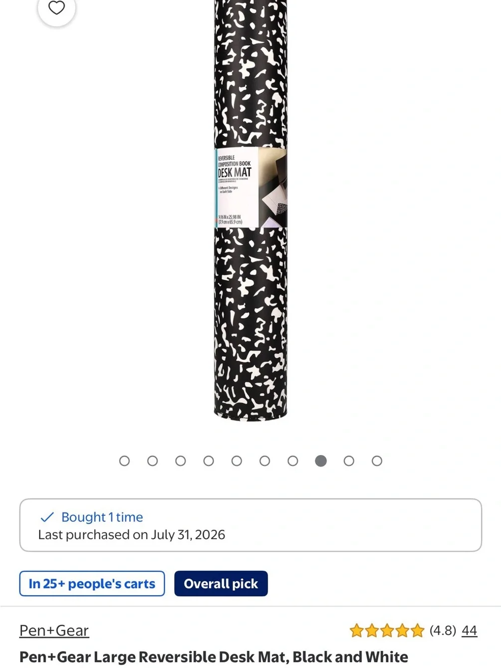 Black and White Reversible Composition Desk Mat